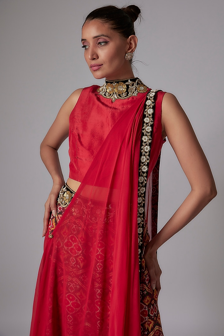 Red Habutai Silk Printed Pant Set by Anand Kabra at Pernia's Pop Up Shop
