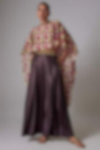 Multi-Colored Habutai Silk Printed Cape Set by Anand Kabra at Pernia's Pop Up Shop