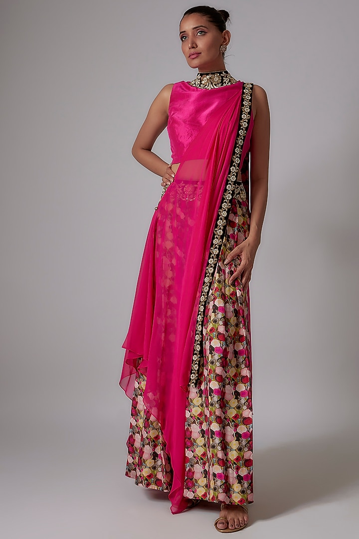Multi-Colored Habutai Silk Printed Pant Set by Anand Kabra at Pernia's Pop Up Shop