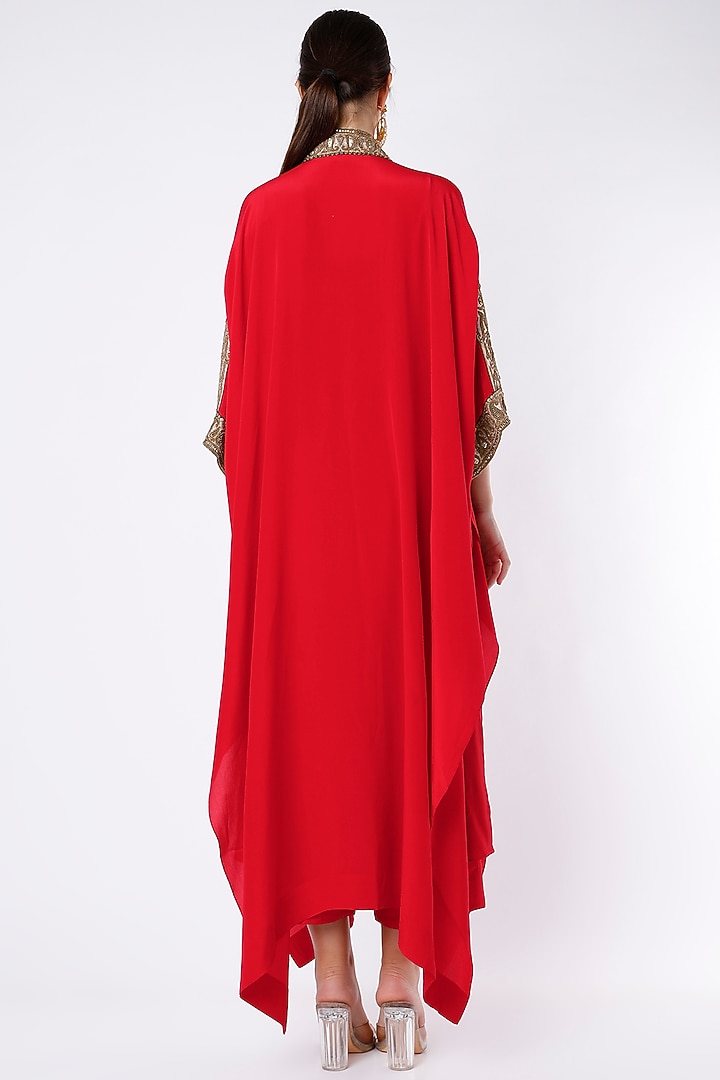 Red Zardosi Embroidered Kaftan Set by Anand Kabra at Pernia's Pop Up Shop