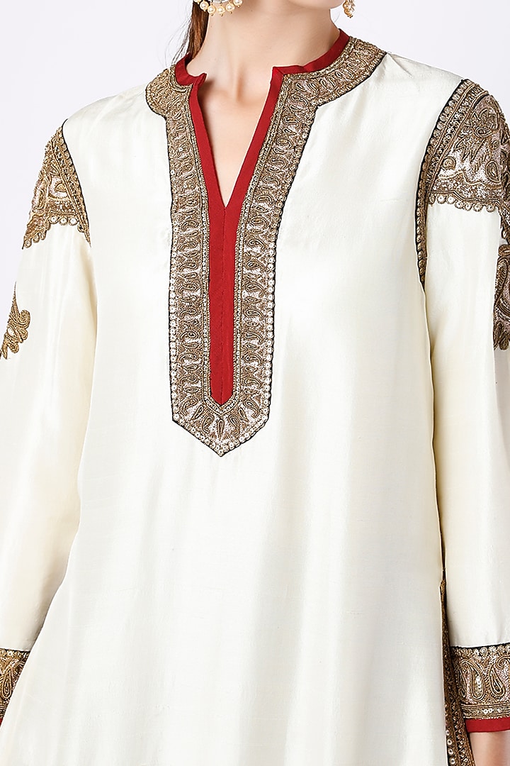 Ivory & Black Chanderi Silk Wedding Sharara Set by Anand Kabra at Pernia's Pop Up Shop