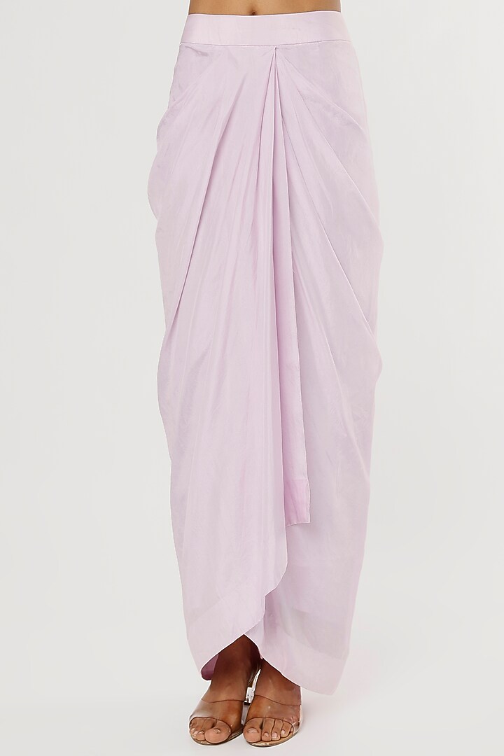 Purple Habutai Silk Draped Skirt Set by Anand Kabra at Pernia's Pop Up Shop