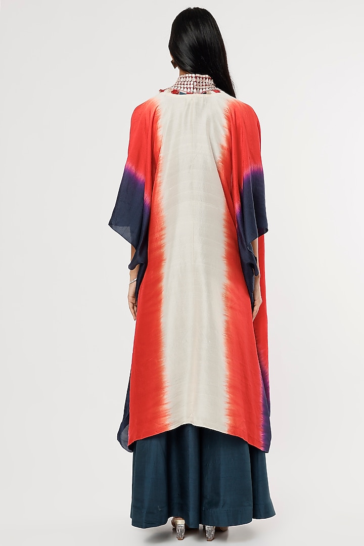 Multi-Colored Dupion Cape Set by Anand Kabra at Pernia's Pop Up Shop