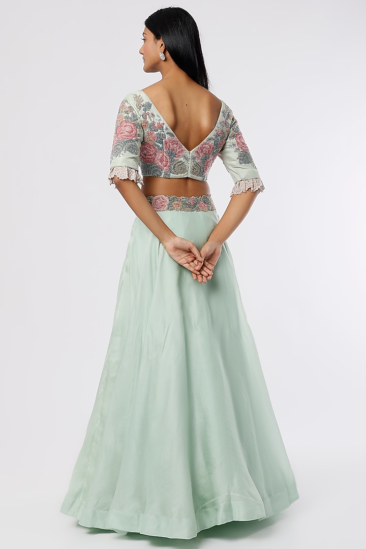 Stone Grey Organza Beads Embroidered Bridal Lehenga Set by Anand Kabra at Pernia's Pop Up Shop