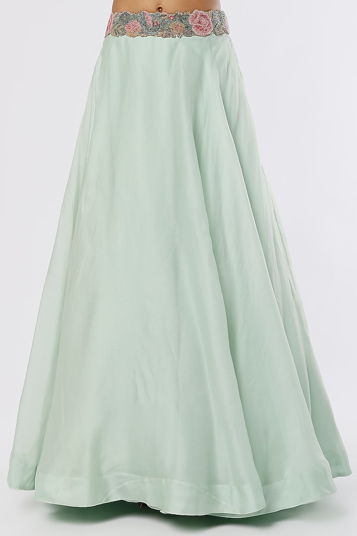 Stone Grey Organza Beads Embroidered Bridal Lehenga Set by Anand Kabra at Pernia's Pop Up Shop