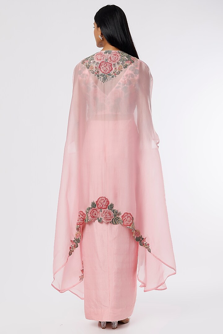 Peach Organza Skirt Set by Anand Kabra at Pernia's Pop Up Shop