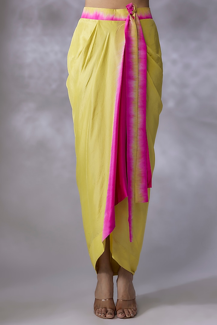 Lime Green & Hot Pink Dupion Silk Skirt Set by Anand Kabra at Pernia's Pop Up Shop