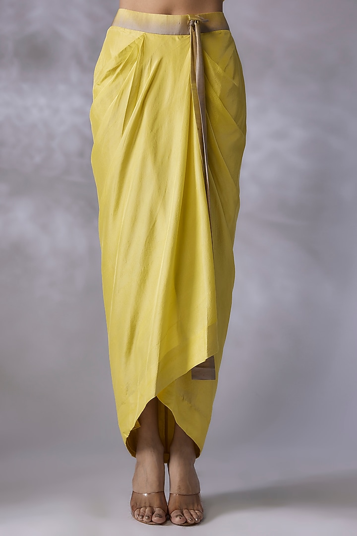 Lime Green Dupion Silk Skirt Set by Anand Kabra at Pernia's Pop Up Shop