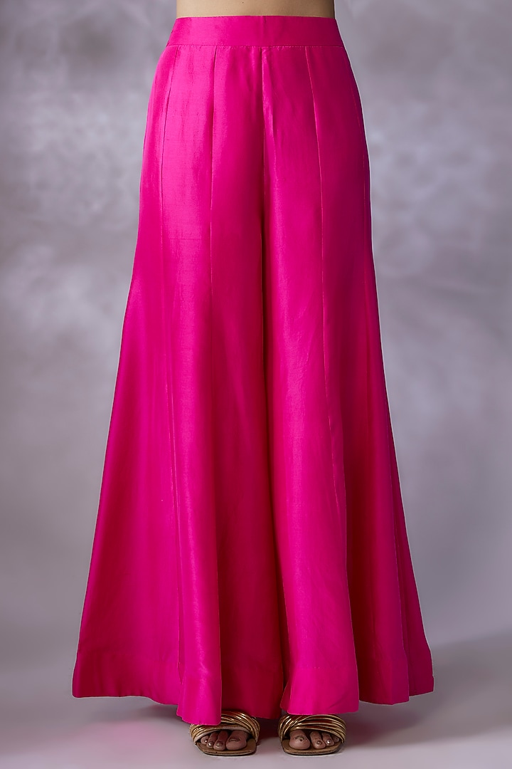 Hot Pink & Lime Green Dupion Silk Kurta Set by Anand Kabra at Pernia's Pop Up Shop