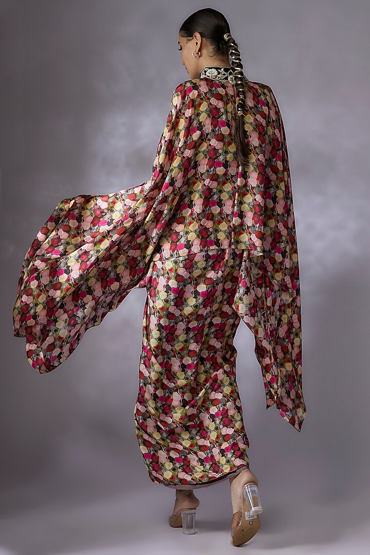 Multi-Colored Habutai Silk Printed Skirt Set by Anand Kabra at Pernia's Pop Up Shop
