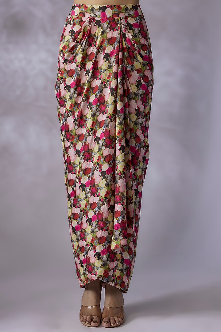 Multi-Colored Habutai Silk Printed Skirt Set by Anand Kabra at Pernia's Pop Up Shop
