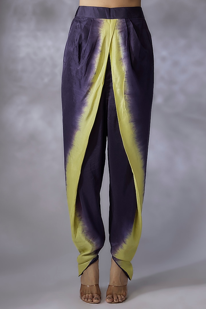 Light Grey & Lime Green Habutai Silk Embroidered Cape Set by Anand Kabra at Pernia's Pop Up Shop