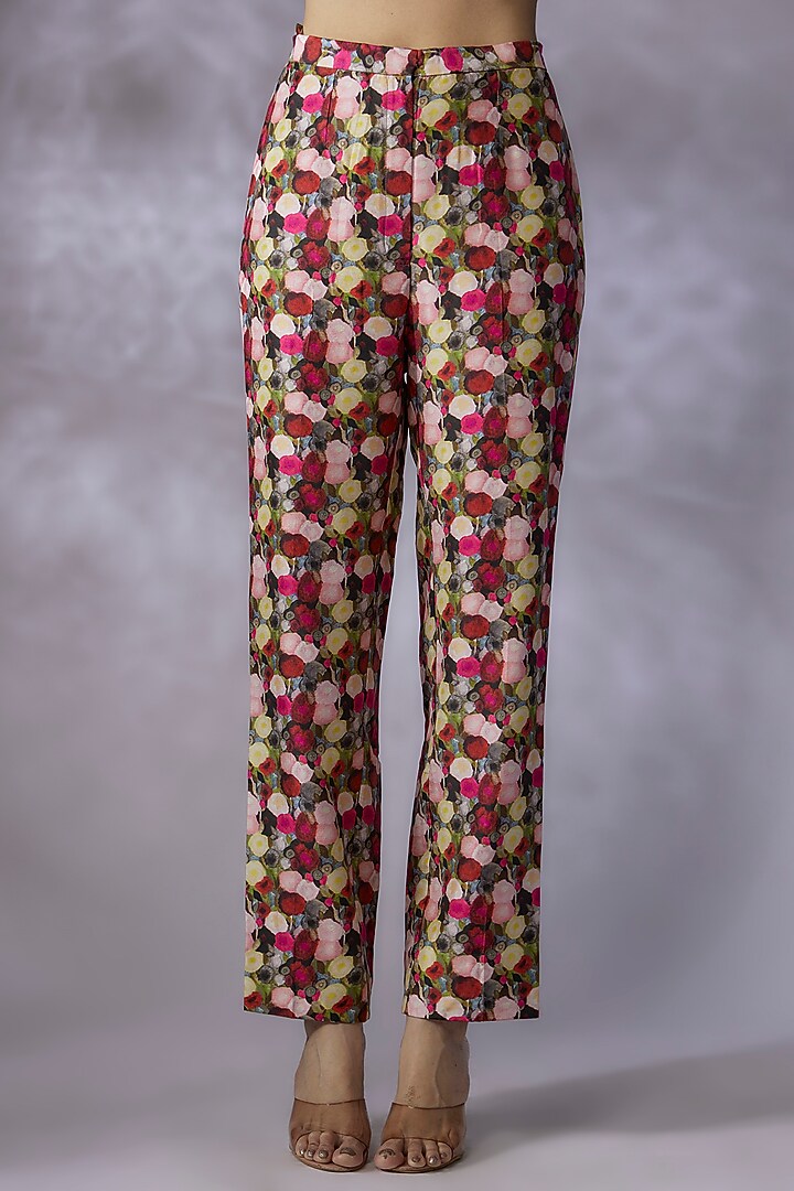 Multi-Colored Dupion Silk Printed Pant Set by Anand Kabra at Pernia's Pop Up Shop