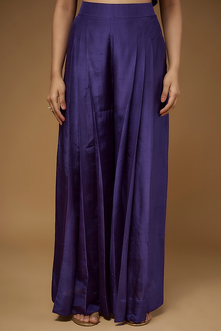 Purple & Hot Pink Habutai Silk Embroidered Cape Set by Anand Kabra at Pernia's Pop Up Shop