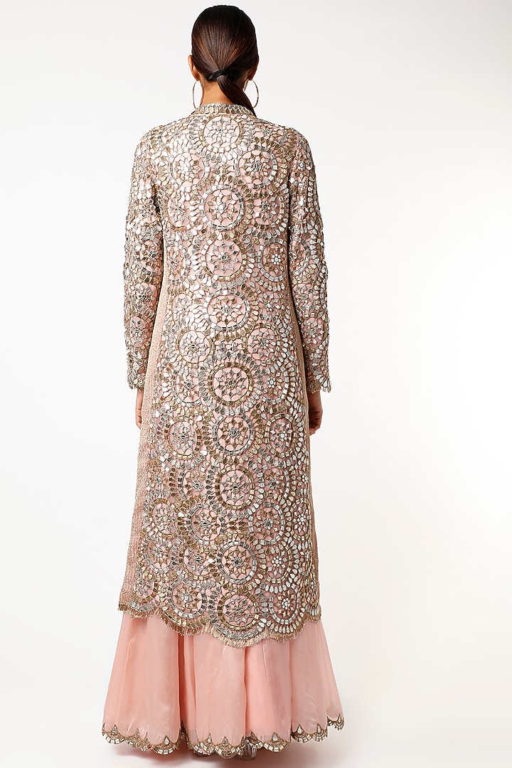 Blush Pink Mirror Embroidered Kurta Set by Anand Kabra at Pernia's Pop Up Shop