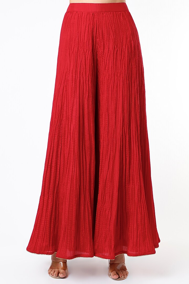 Red Habutai Silk Wedding Sharara Set by Anand Kabra at Pernia's Pop Up Shop