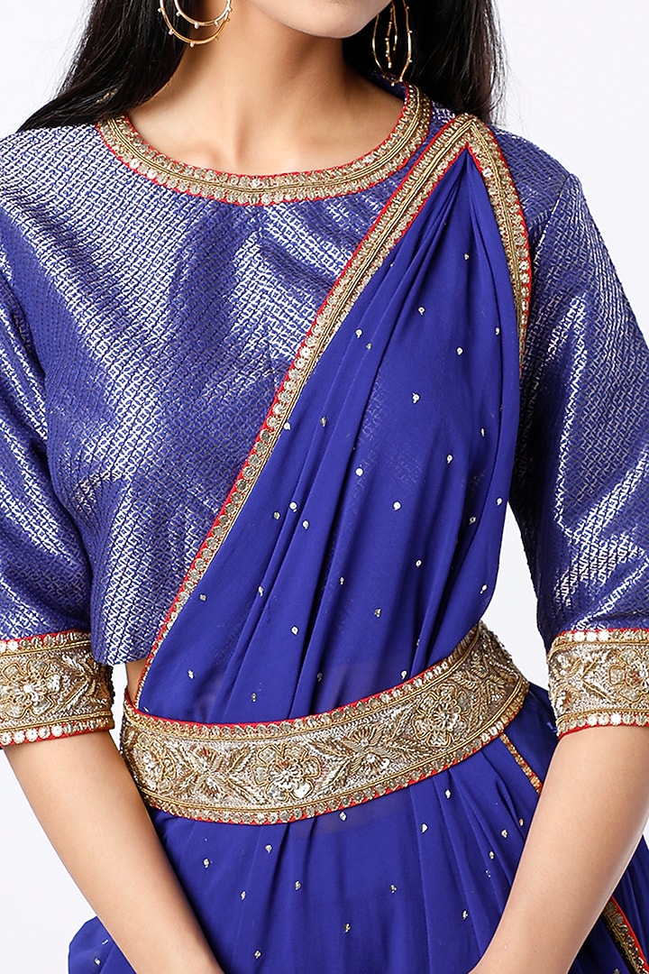 Blue Zardosi Embroidered Wedding Lehenga Set by Anand Kabra at Pernia's Pop Up Shop