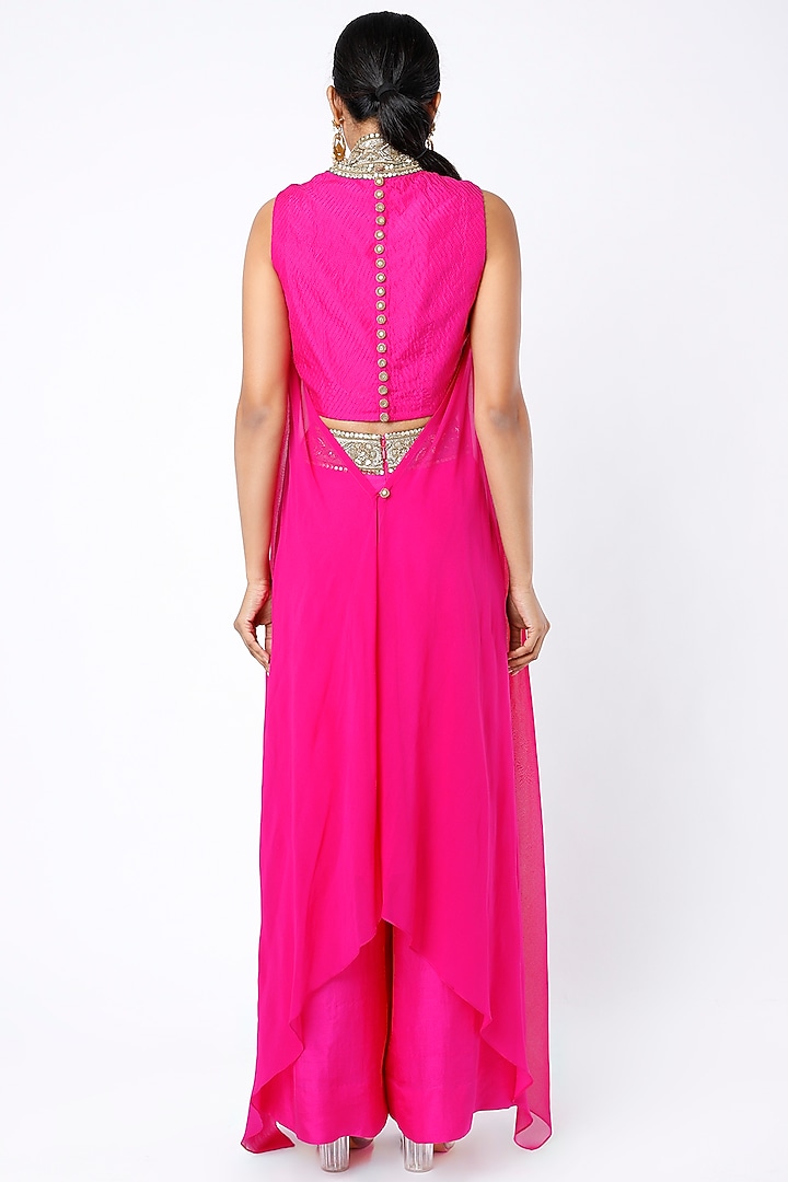 Electric Pink Dupion Silk Pant Set by Anand Kabra at Pernia's Pop Up Shop
