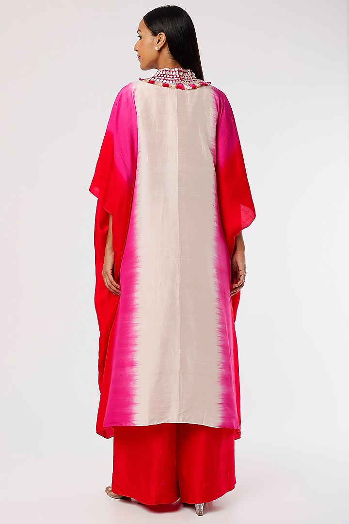 Red Dupion Silk Pant Set by Anand Kabra at Pernia's Pop Up Shop