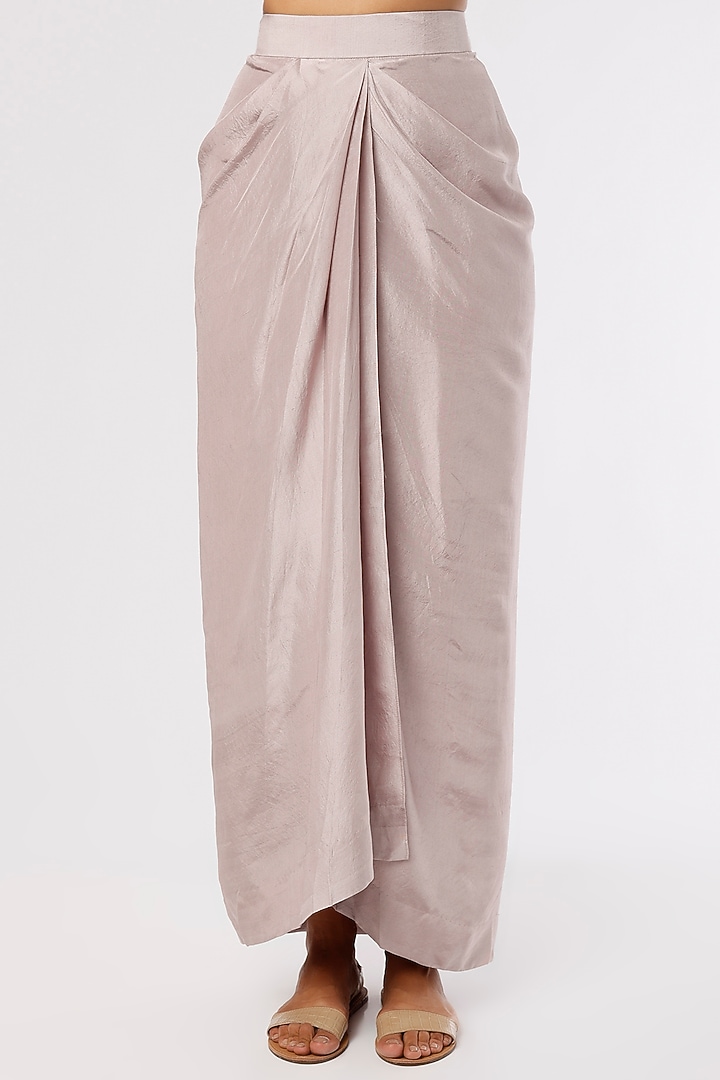 Lilac Dupion Draped Skirt Set by Anand Kabra at Pernia's Pop Up Shop