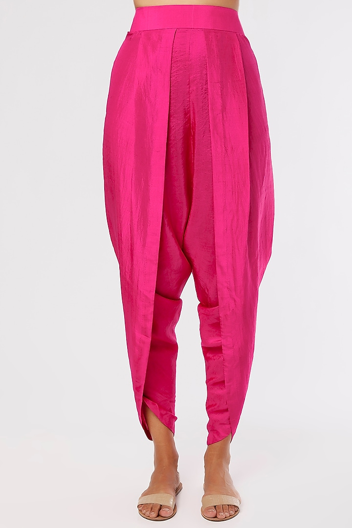 Fuchsia Dupion Dhoti Set by Anand Kabra at Pernia's Pop Up Shop