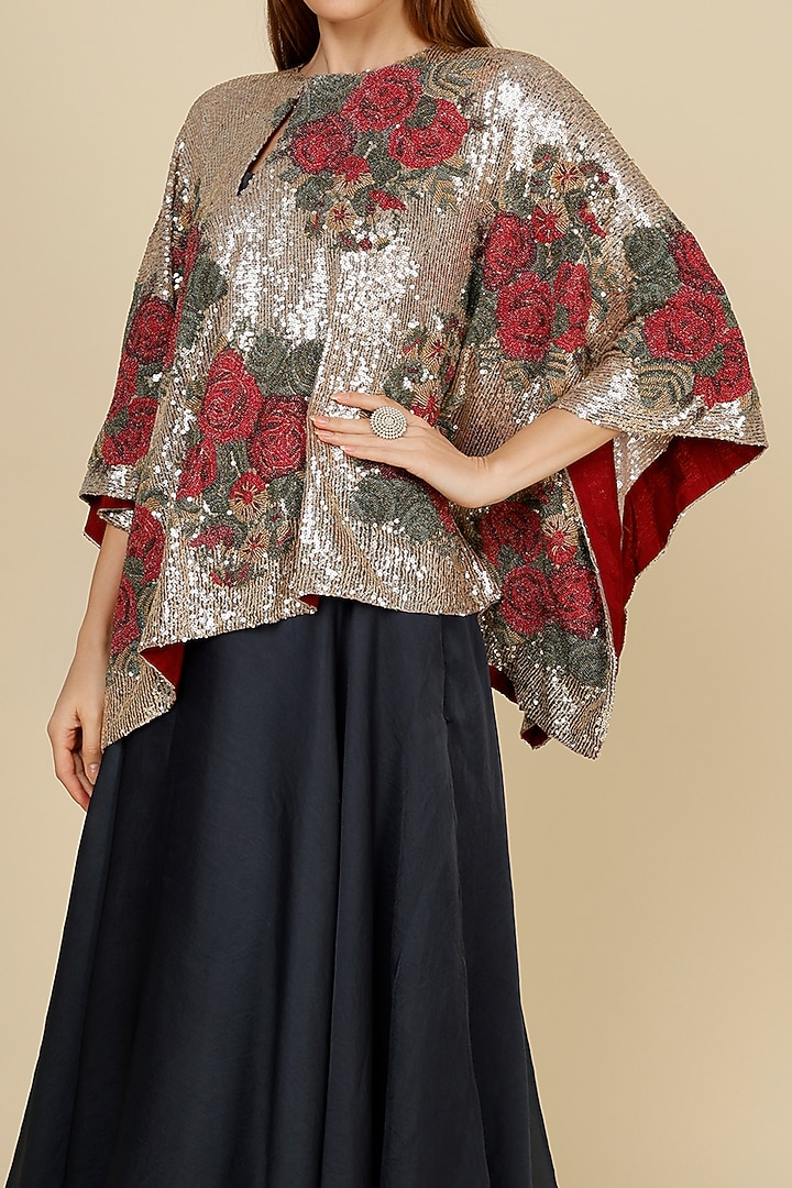 Indigo Organza Ruffled Skirt Set by Anand Kabra at Pernia's Pop Up Shop