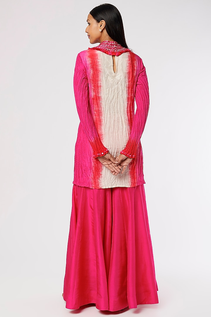 Fuchsia Dupion Silk Wedding Sharara Set by Anand Kabra at Pernia's Pop Up Shop