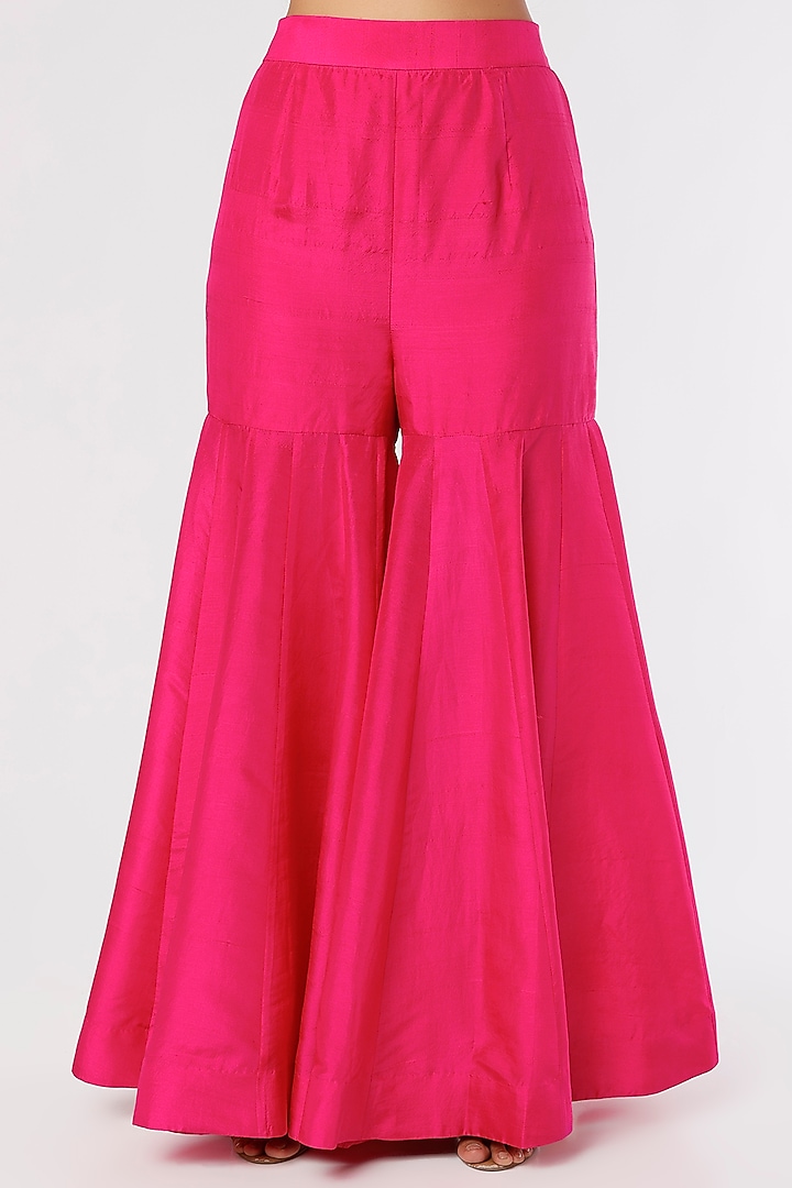 Fuchsia Dupion Silk Wedding Sharara Set by Anand Kabra at Pernia's Pop Up Shop