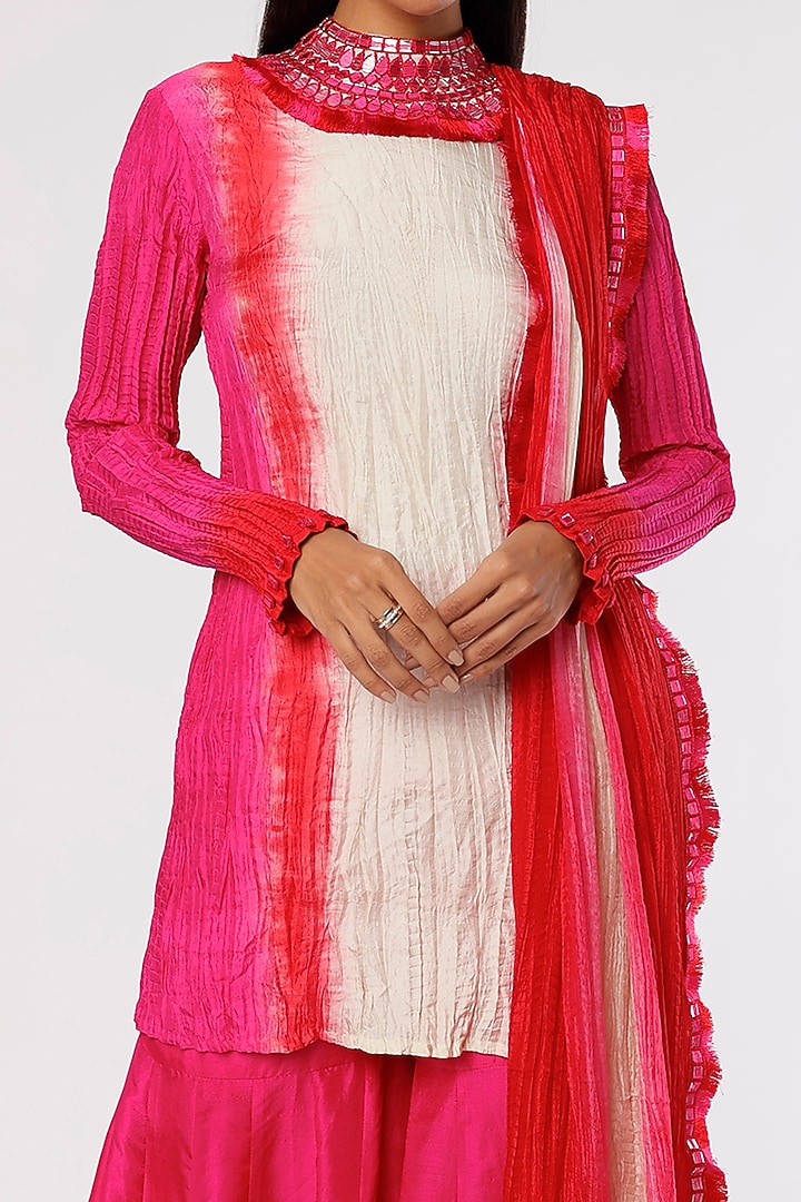 Fuchsia Dupion Silk Wedding Sharara Set by Anand Kabra at Pernia's Pop Up Shop