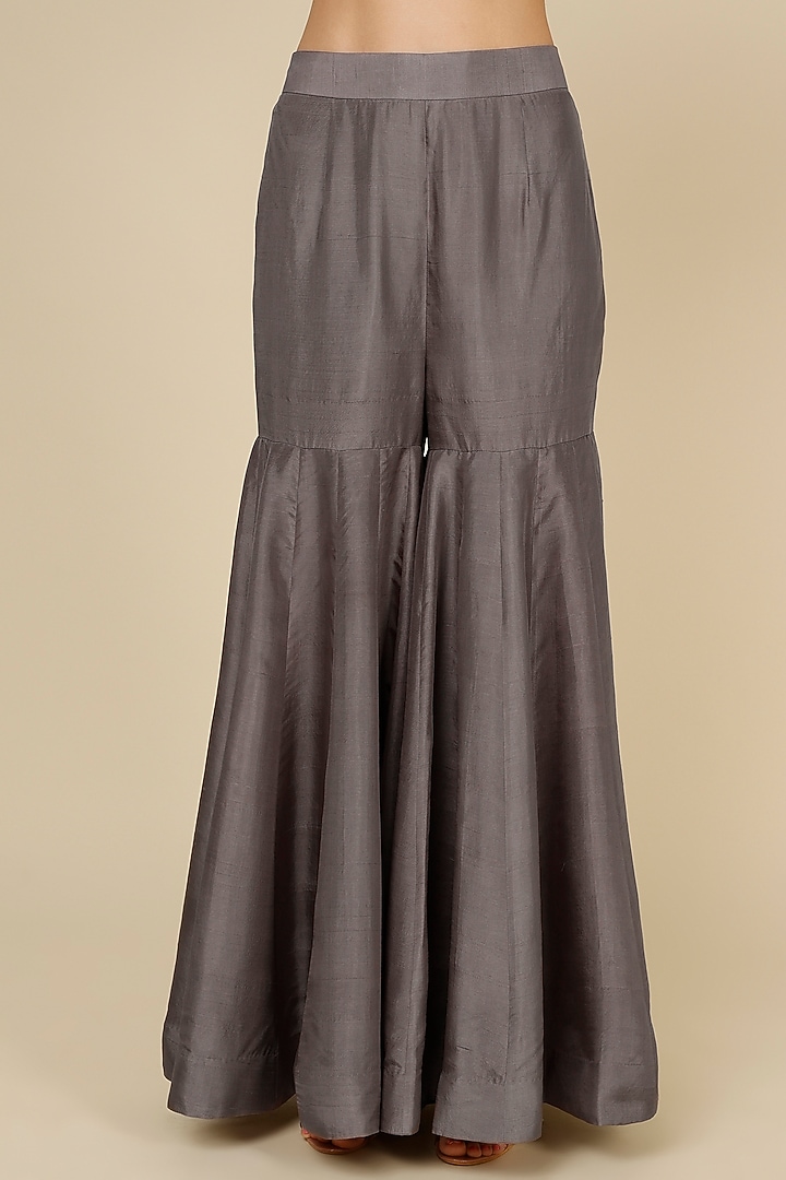 Grey Dupion Wedding Sharara Set by Anand Kabra at Pernia's Pop Up Shop
