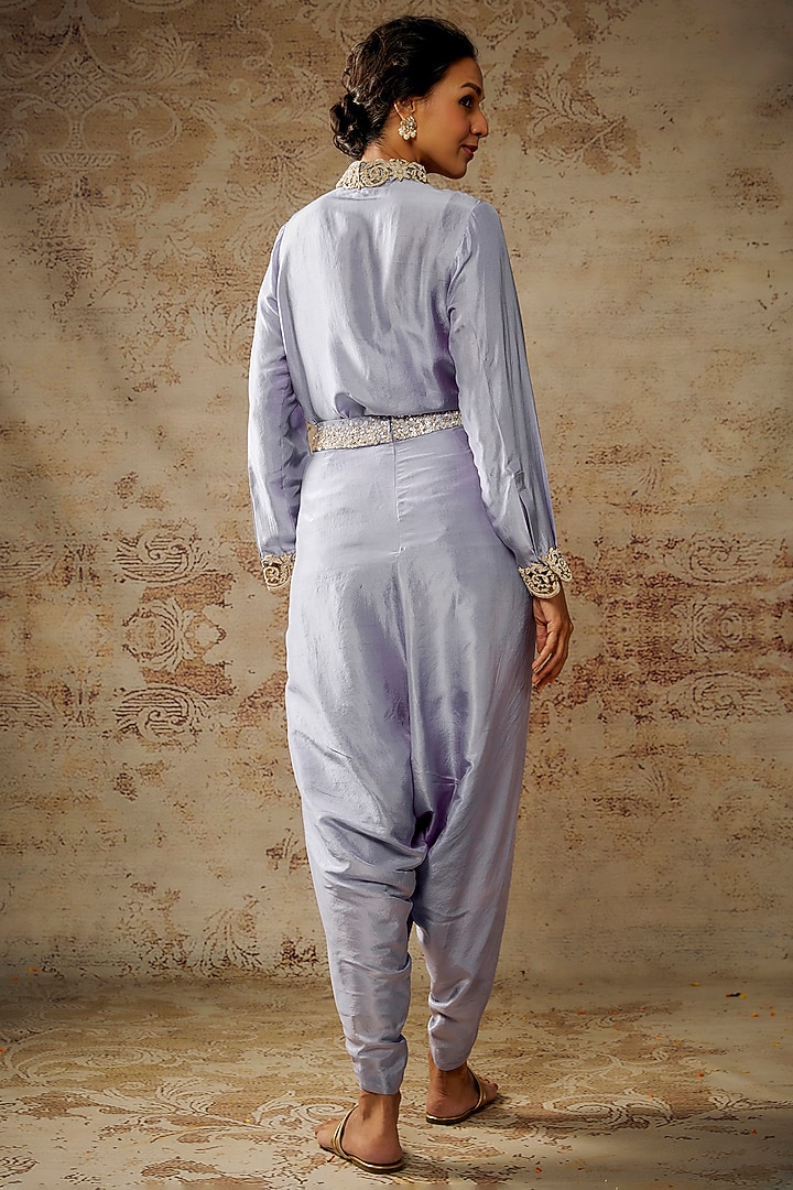 Lavender Dupion Silk Dhoti Set by Anand Kabra at Pernia's Pop Up Shop