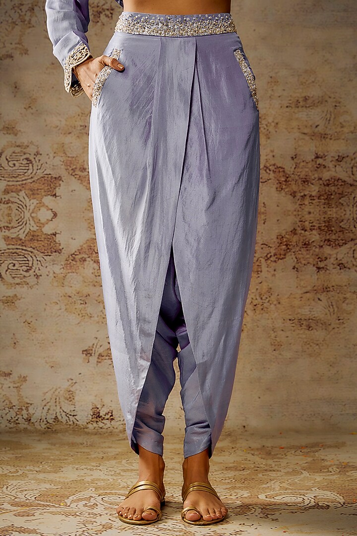 Lavender Dupion Silk Dhoti Set by Anand Kabra at Pernia's Pop Up Shop