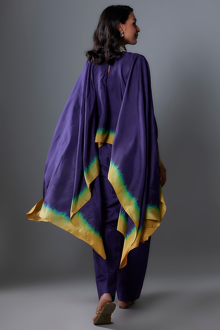 Purple Habutai Silk Cape Set by Anand Kabra at Pernia's Pop Up Shop
