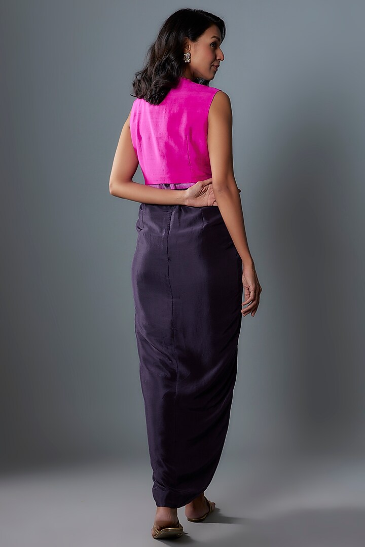 Dark Grey & Hot Pink Jacket Cocktail Dress by Anand Kabra at Pernia's Pop Up Shop