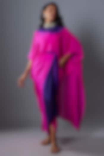 Hot Pink & Purple Dupion Jacket Dress by Anand Kabra at Pernia's Pop Up Shop