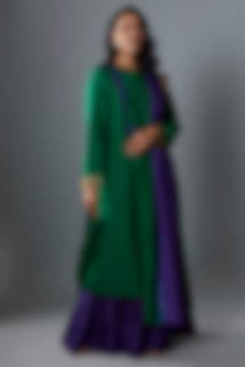 Emerald Green Dupion Silk Kurta Set Set by Anand Kabra at Pernia's Pop Up Shop