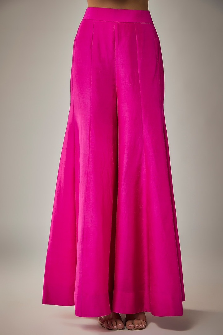 Fuchsia Dupion & Habutai Silk Wedding Sharara Set by Anand Kabra at Pernia's Pop Up Shop