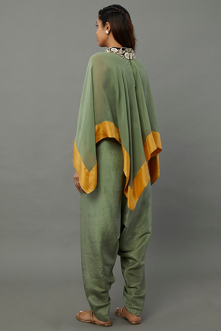 Green Embroidered Cape Set by Anand Kabra at Pernia's Pop Up Shop