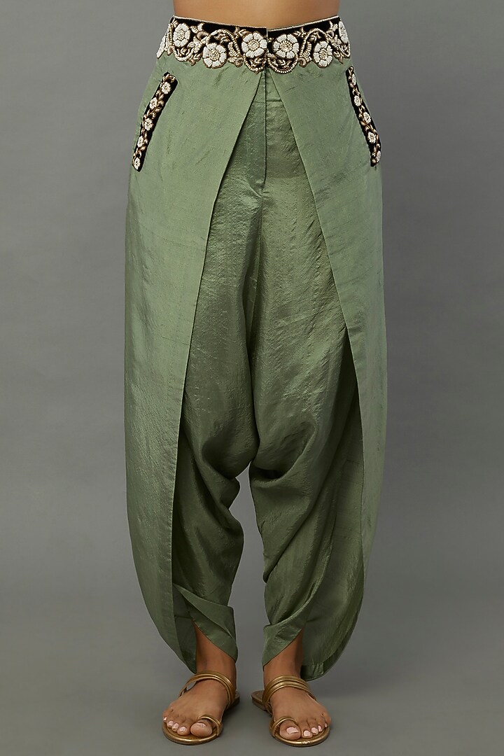 Green Embroidered Cape Set by Anand Kabra at Pernia's Pop Up Shop