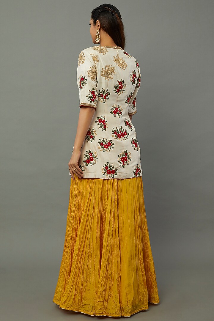 Mustard Habutai Silk Bridal Sharara Set by Anand Kabra at Pernia's Pop Up Shop