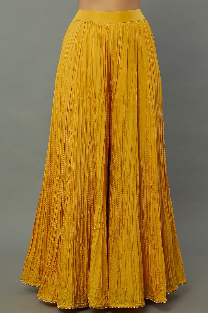 Mustard Habutai Silk Bridal Sharara Set by Anand Kabra at Pernia's Pop Up Shop