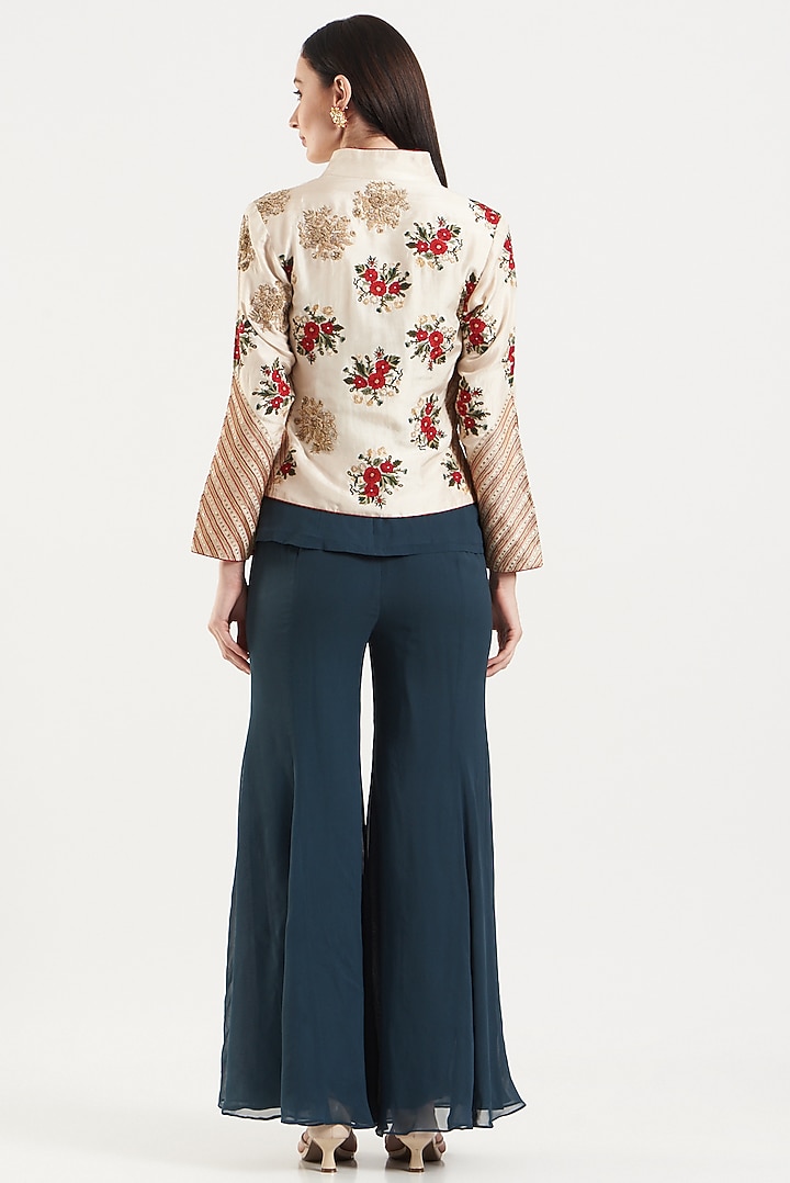 Ivory Dupion Jacket Set by Anand Kabra at Pernia's Pop Up Shop