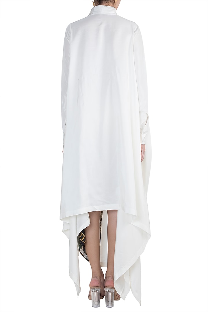 White Draped Cocktail Shirt Dress by Anamika Khanna at Pernia's Pop Up Shop