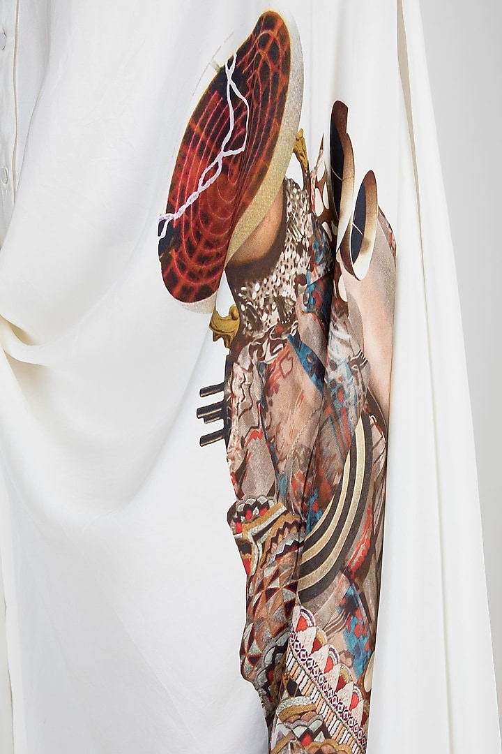 White Draped Cocktail Shirt Dress by Anamika Khanna at Pernia's Pop Up Shop