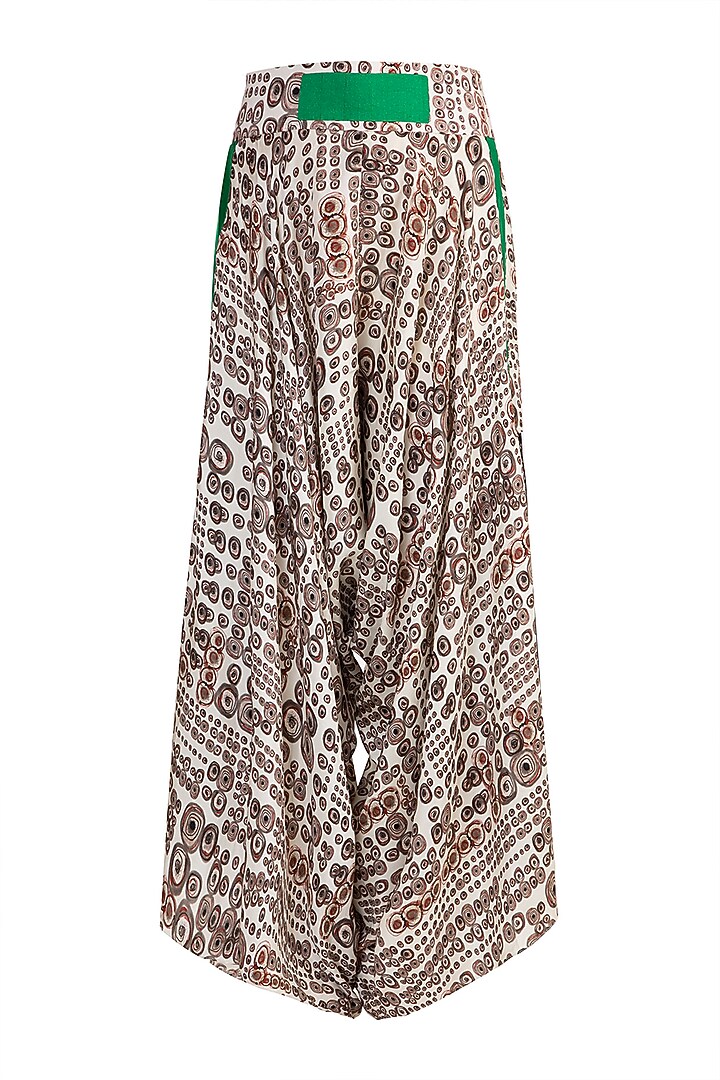 White Printed Decontructed Blazer With Top & Draped Pants by Anamika Khanna at Pernia's Pop Up Shop