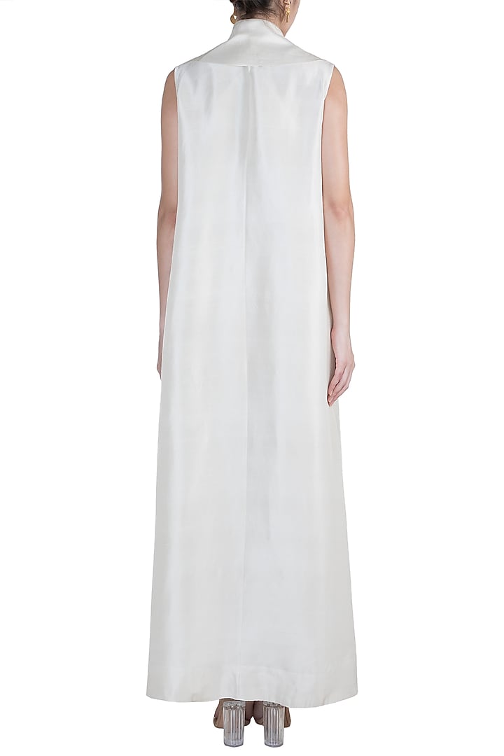 White Jacket With Textured Party Wear Dress by Anamika Khanna at Pernia's Pop Up Shop