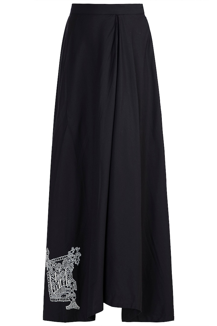 White Printed Kaftan With Nude Skirt & Belt by Anamika Khanna at Pernia's Pop Up Shop