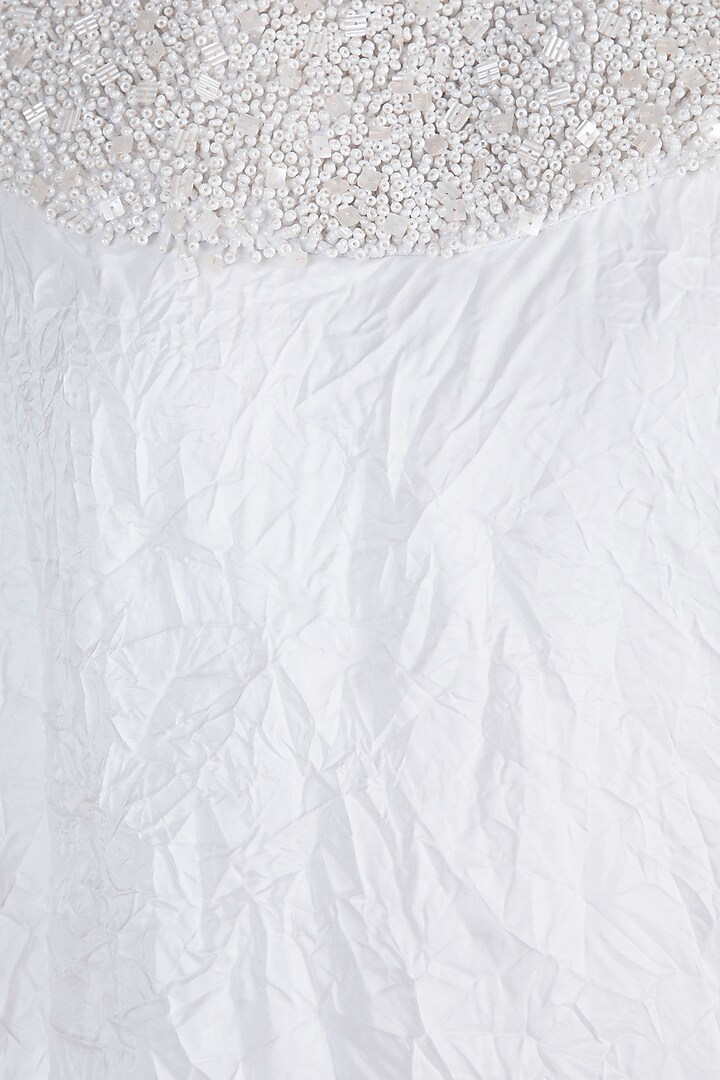 White Embellished Top With Skirt by Anamika Khanna at Pernia's Pop Up Shop