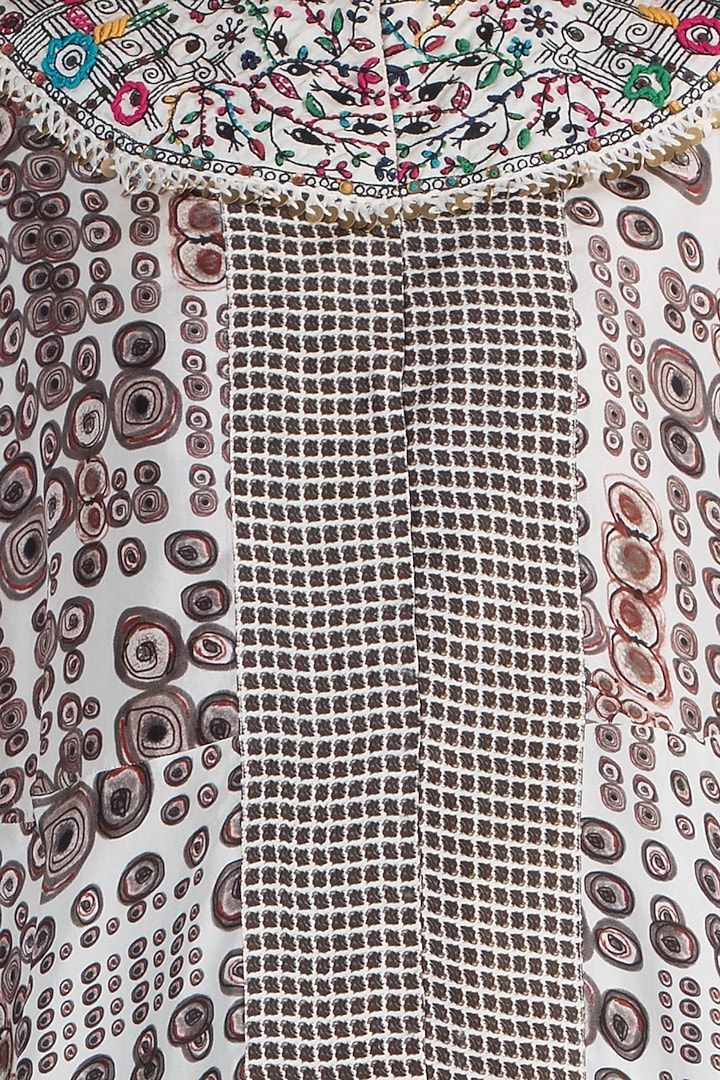 Cream Printed Cape Top With Pants by Anamika Khanna at Pernia's Pop Up Shop