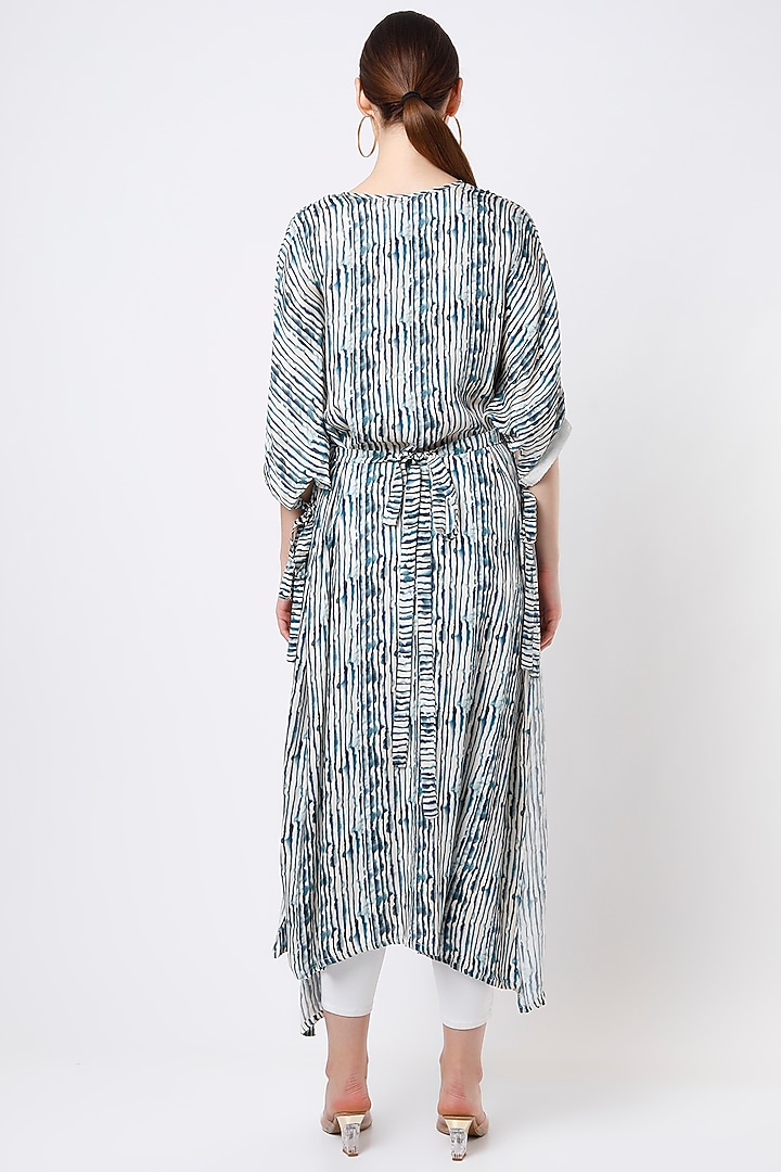 Teal Blue Striped Tunic by ANMOL KAKAD at Pernia's Pop Up Shop